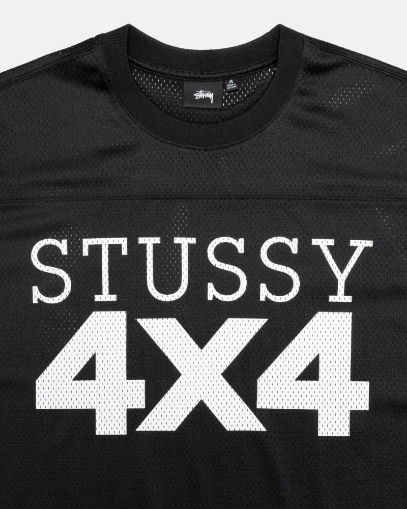 Stussy 4x4 Mesh Football Jersey T-Shirt Black | Israel-12346