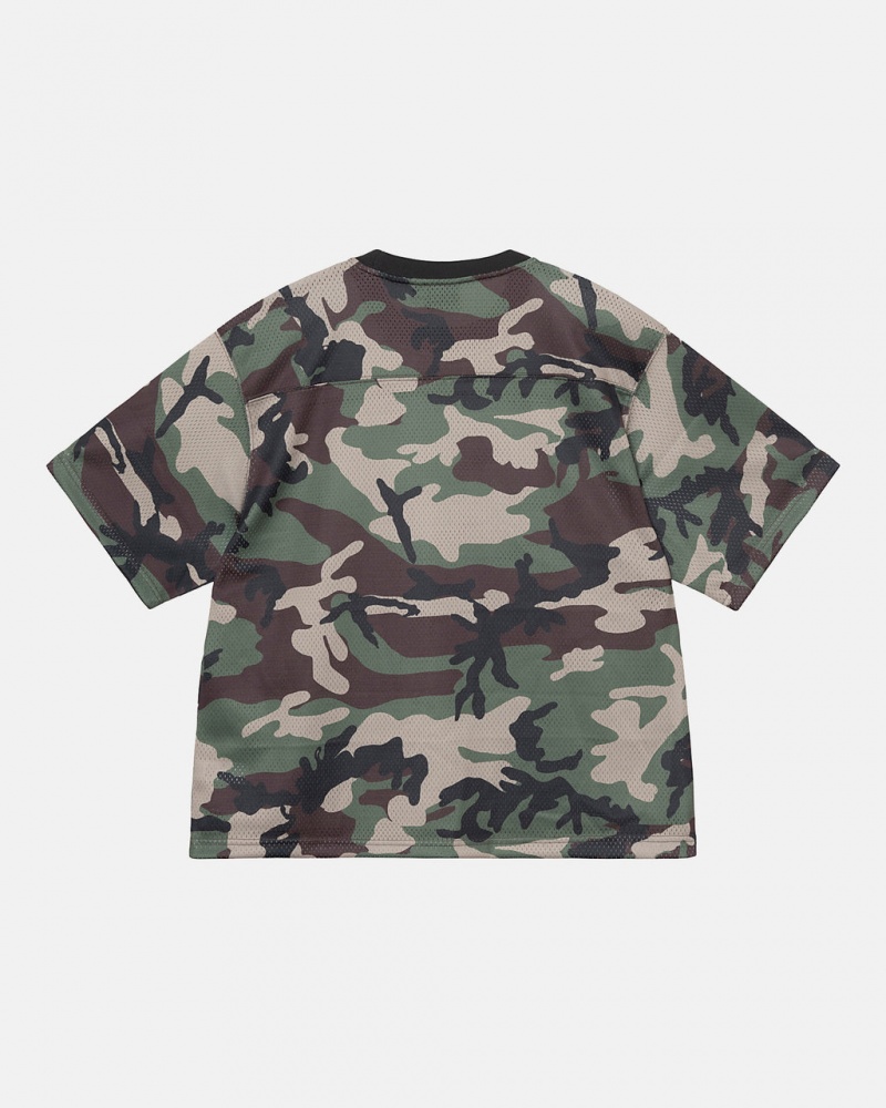 Stussy 4x4 Mesh Football Jersey T-Shirt Camo | Israel-29453