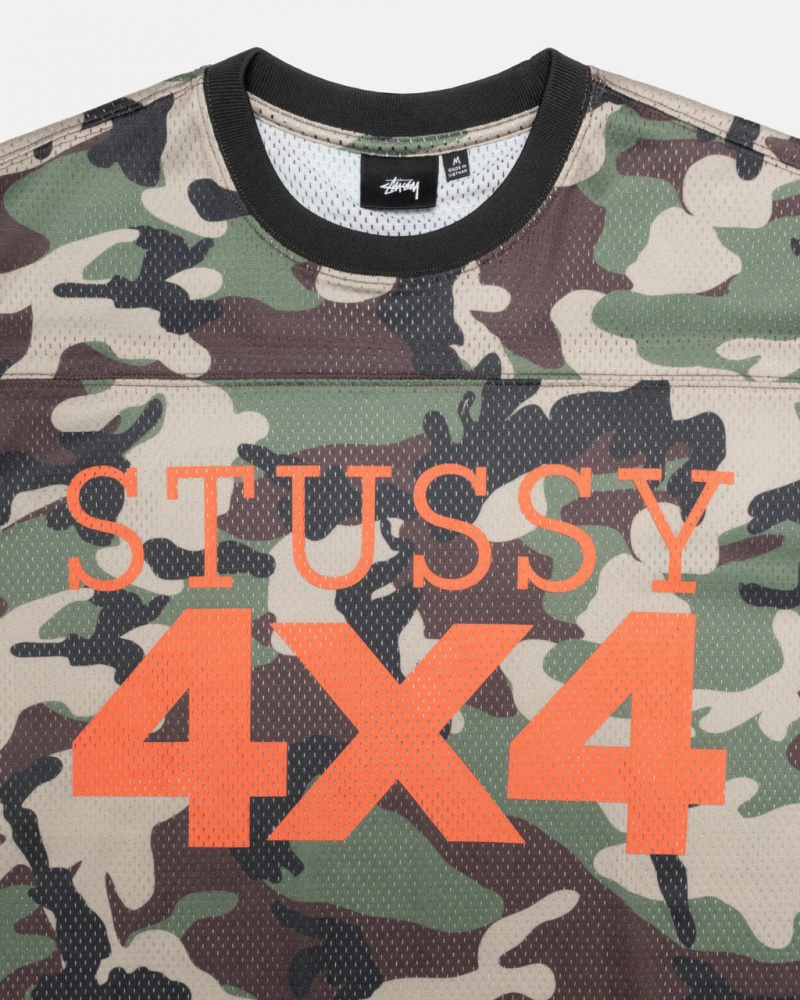 Stussy 4x4 Mesh Football Jersey T-Shirt Camo | Israel-29453