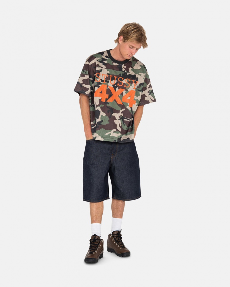 Stussy 4x4 Mesh Football Jersey T-Shirt Camo | Israel-29453