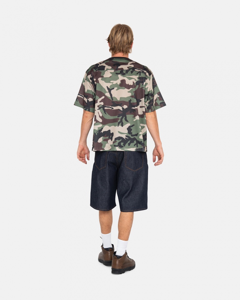 Stussy 4x4 Mesh Football Jersey T-Shirt Camo | Israel-29453