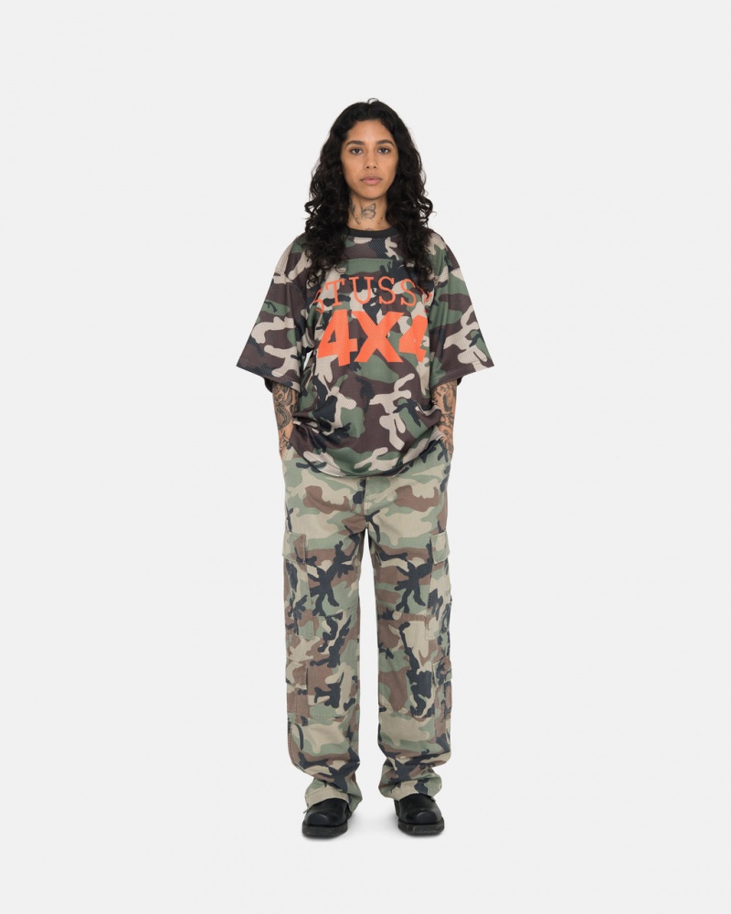 Stussy 4x4 Mesh Football Jersey T-Shirt Camo | Israel-29453