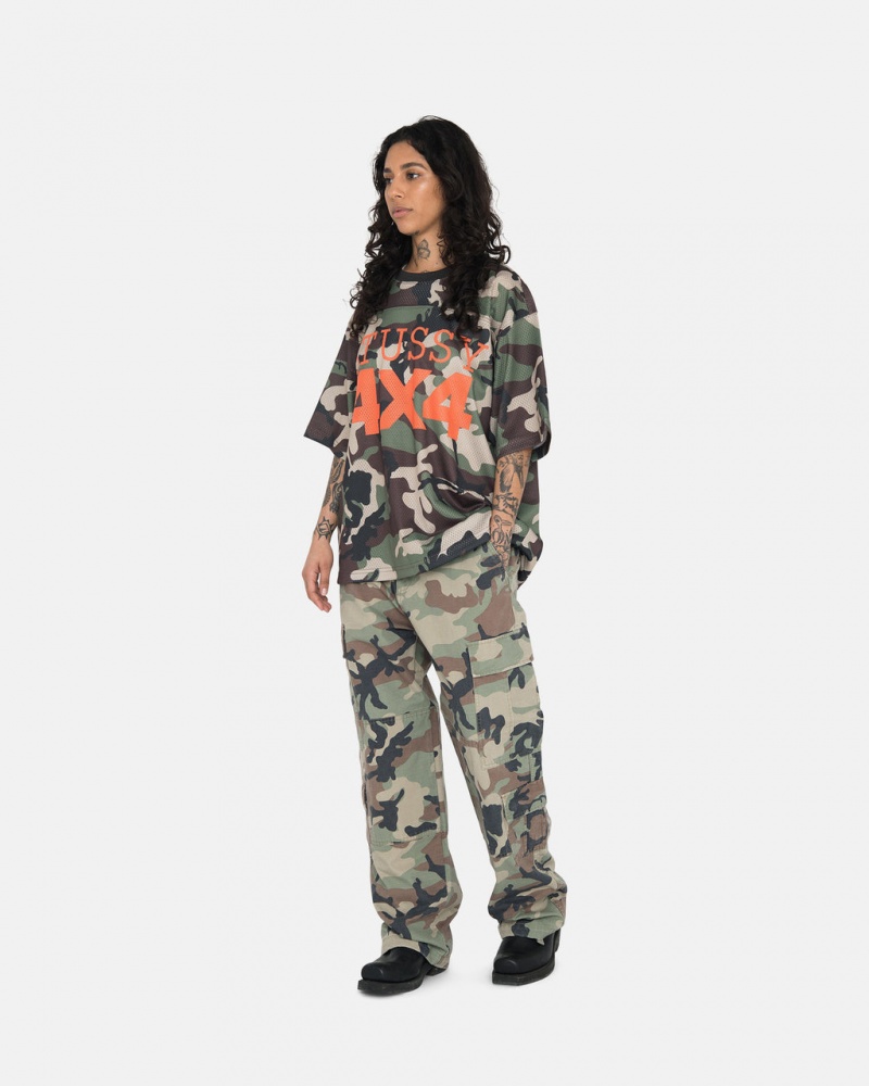 Stussy 4x4 Mesh Football Jersey T-Shirt Camo | Israel-29453