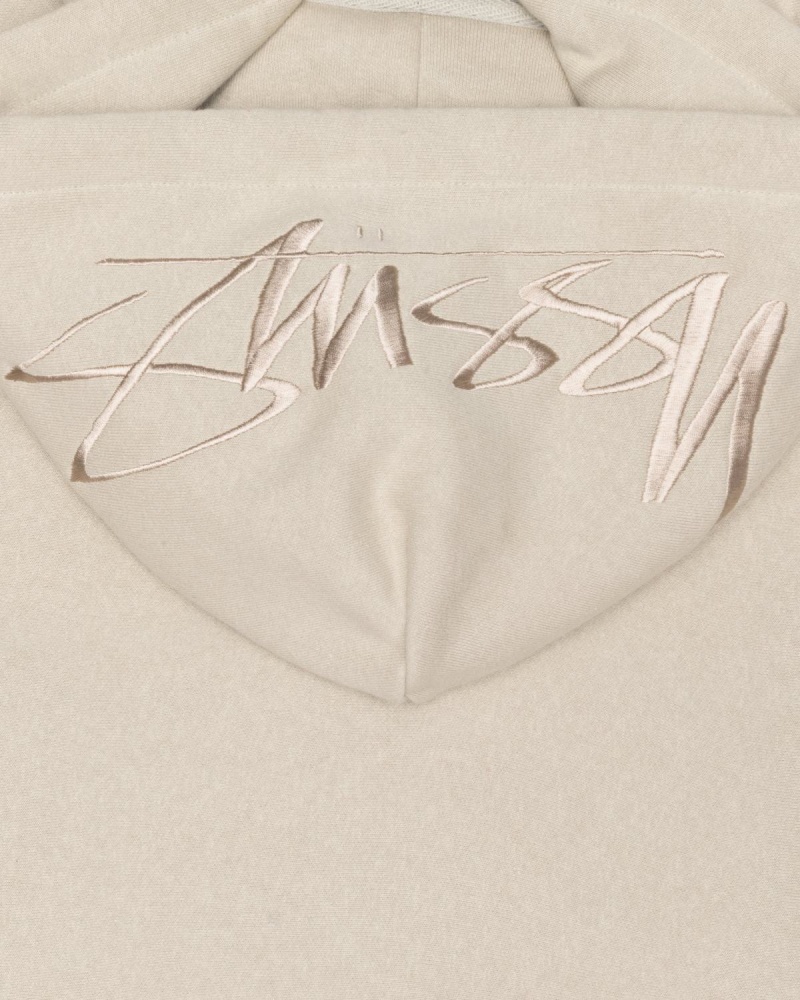 Stussy Back Applique Hoodie Khaki | Israel-58276