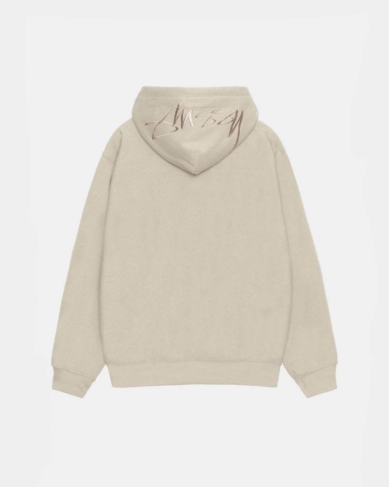 Stussy Back Applique Hoodie Khaki | Israel-58276