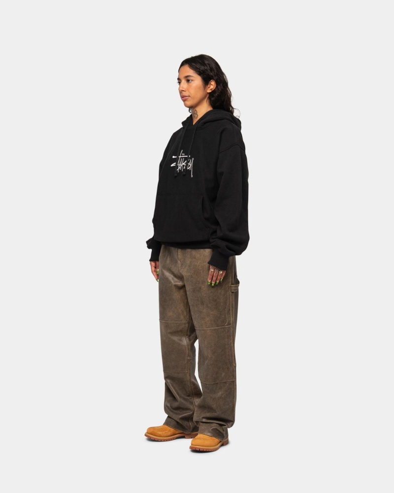 Stussy Basic Applique Hoodie Black | Israel-40359