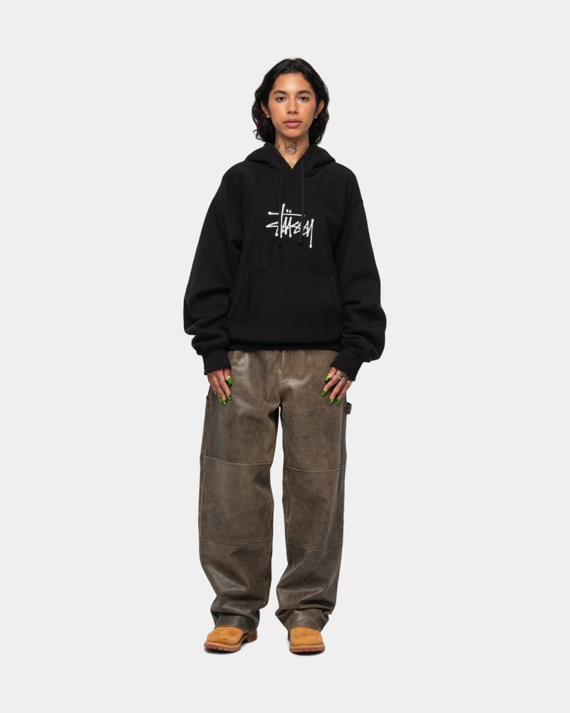 Stussy Basic Applique Hoodie Black | Israel-40359