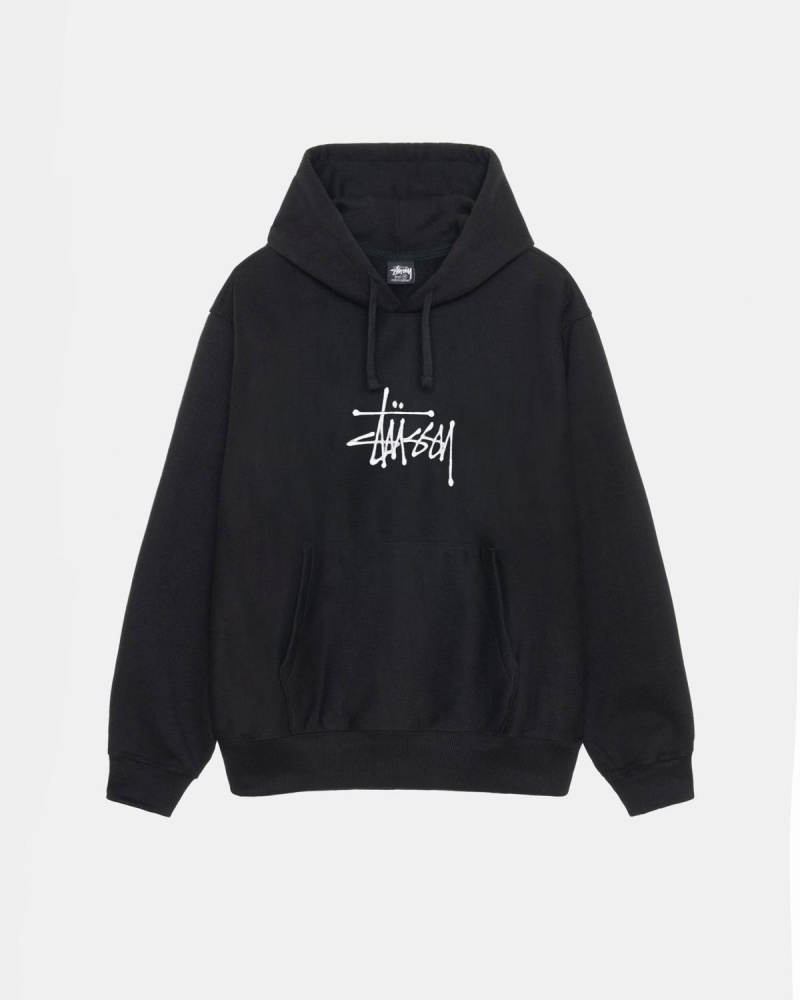 Stussy Basic Applique Hoodie Black | Israel-40359