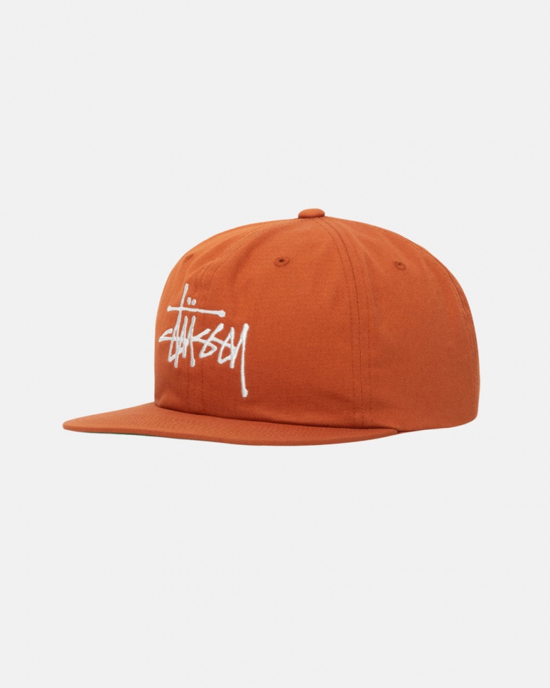 Stussy Basic Strapback Caps Dark Orange | Israel-01829