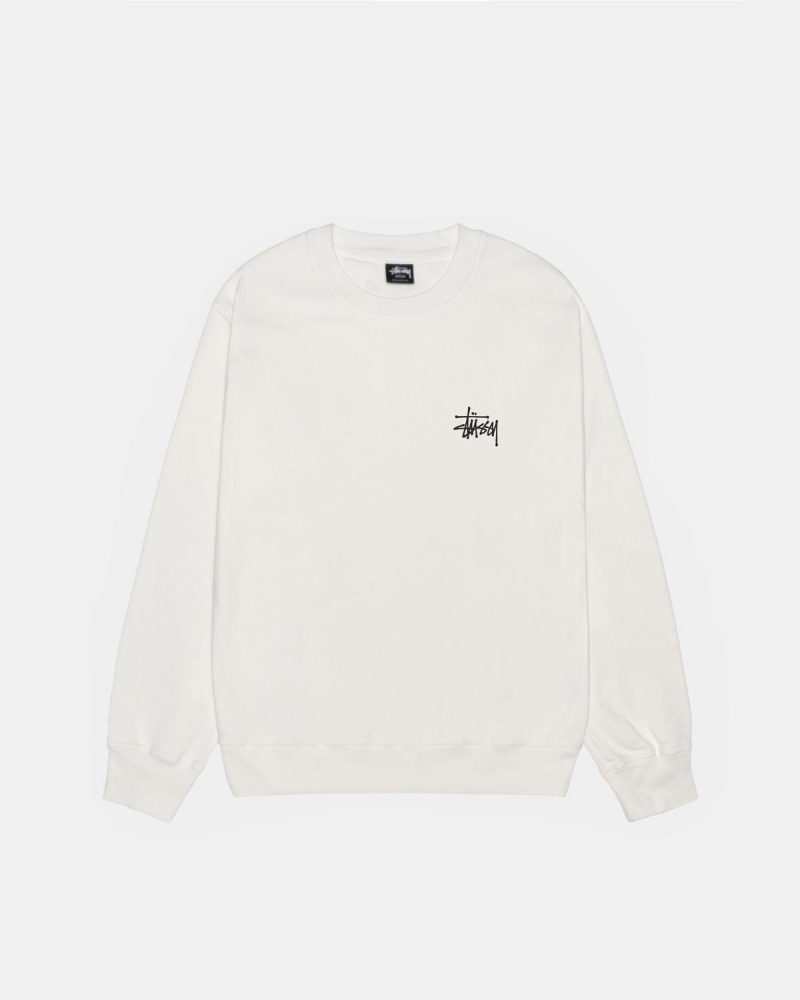 Stussy Basic Stüssy Crew Pigment Dyed Sweatshirt Beige | Israel-43510