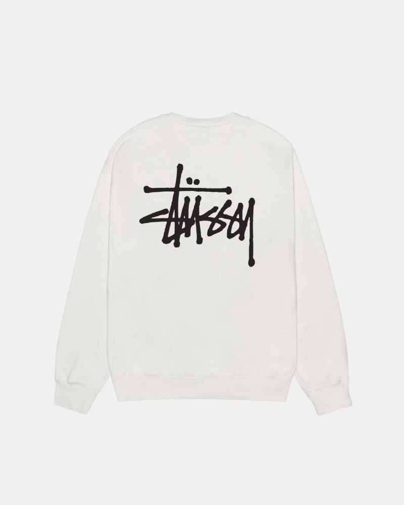 Stussy Basic Stüssy Crew Pigment Dyed Sweatshirt Beige | Israel-43510