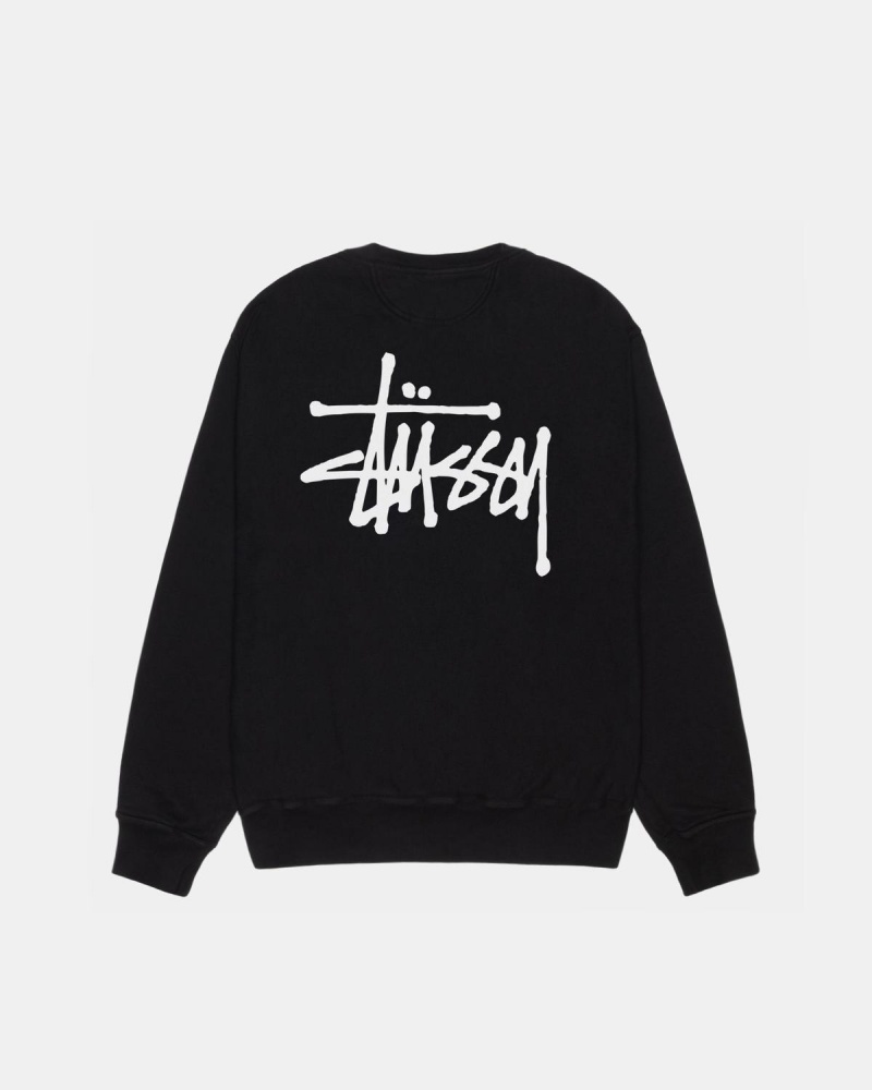 Stussy Basic Stüssy Crew Pigment Dyed Sweatshirt Black | Israel-18923