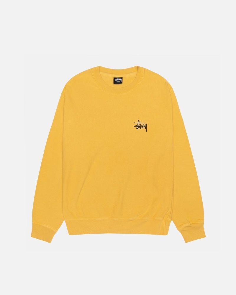 Stussy Basic Stüssy Crew Pigment Dyed Sweatshirt Honey | Israel-40952