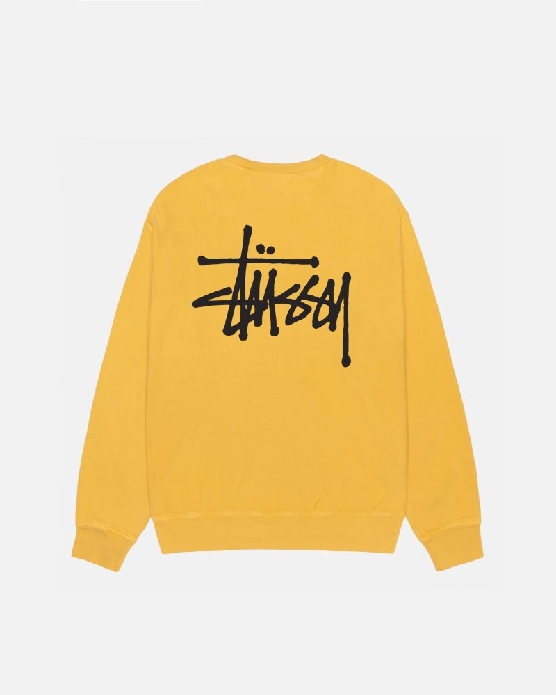 Stussy Basic Stüssy Crew Pigment Dyed Sweatshirt Honey | Israel-40952