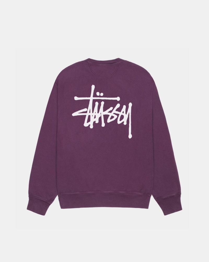 Stussy Basic Stüssy Crew Pigment Dyed Sweatshirt Purple | Israel-61209