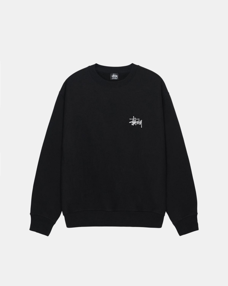 Stussy Basic Stüssy Crew Sweatshirt Black | Israel-67981