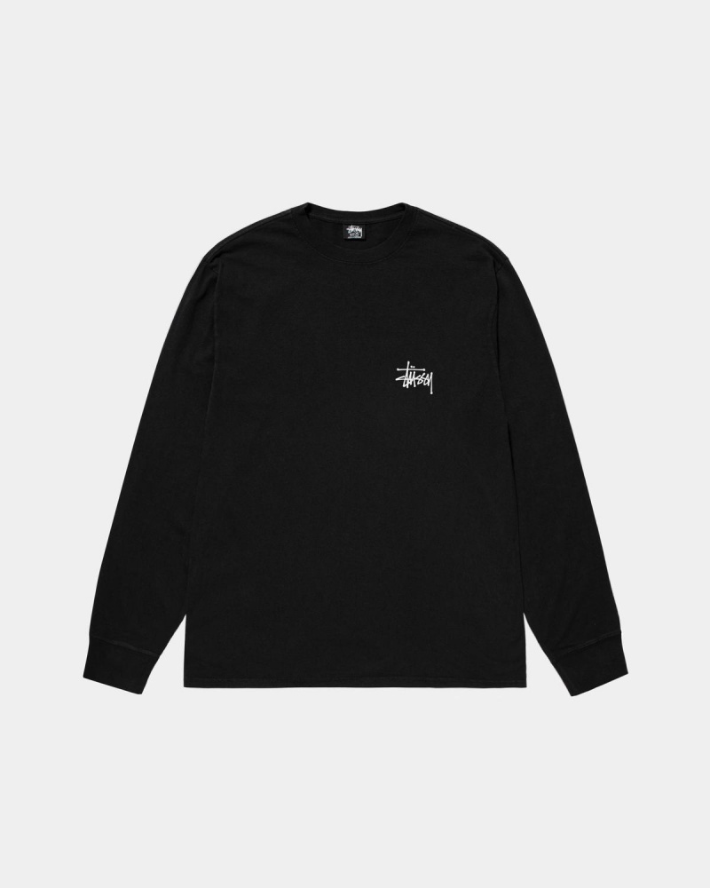 Stussy Basic Stüssy LS Tee Pigment Dyed T-Shirt Black | Israel-28319