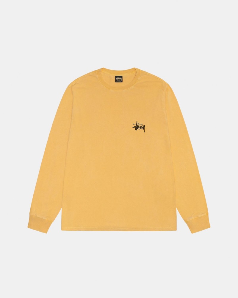 Stussy Basic Stüssy LS Tee Pigment Dyed T-Shirt Orange | Israel-14758