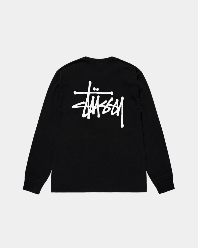 Stussy Basic Stüssy LS Tee T-Shirt Black | Israel-36574