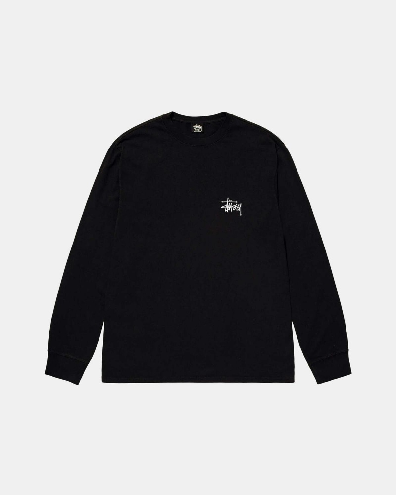 Stussy Basic Stüssy LS Tee T-Shirt Black | Israel-23564