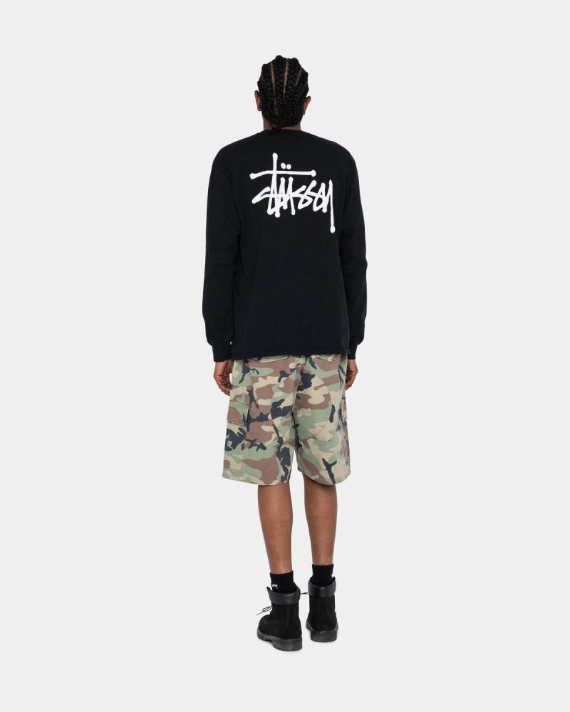 Stussy Basic Stüssy LS Tee T-Shirt Black | Israel-23564