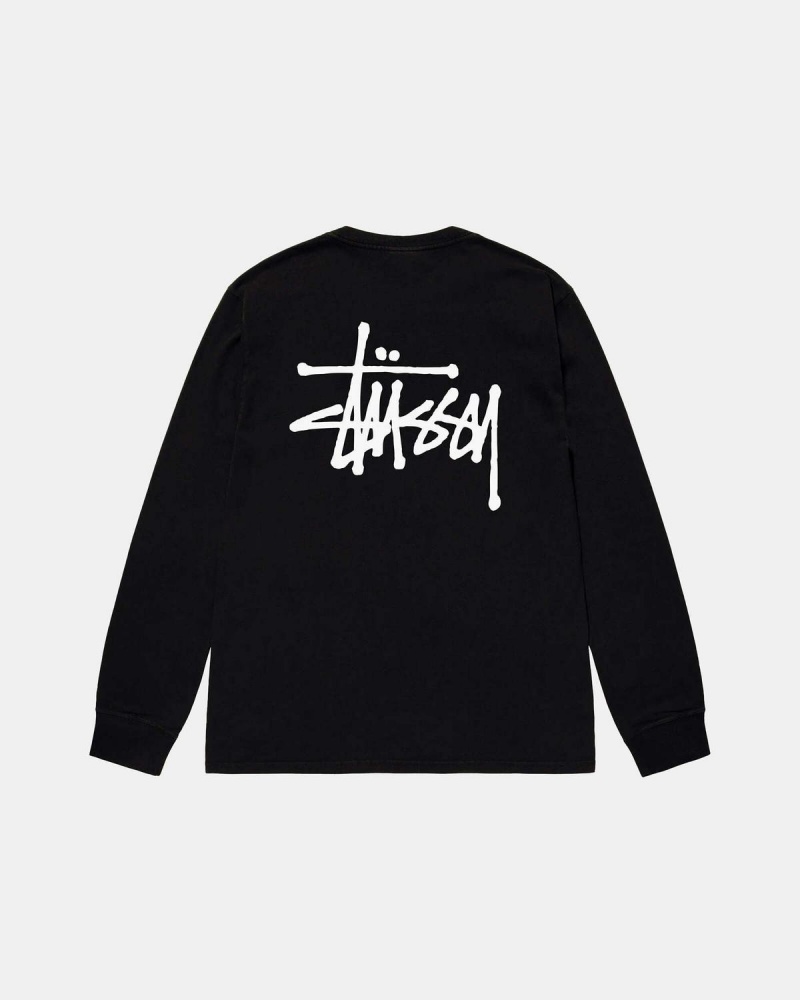 Stussy Basic Stüssy LS Tee T-Shirt Black | Israel-23564