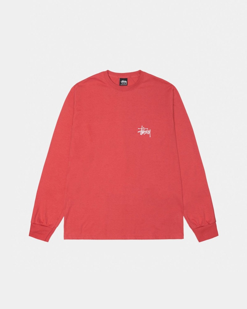 Stussy Basic Stüssy LS Tee T-Shirt Red | Israel-60231