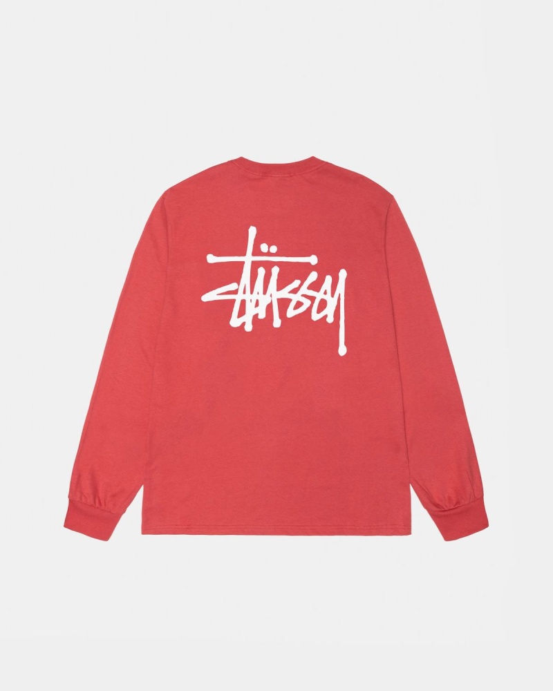 Stussy Basic Stüssy LS Tee T-Shirt Red | Israel-60231