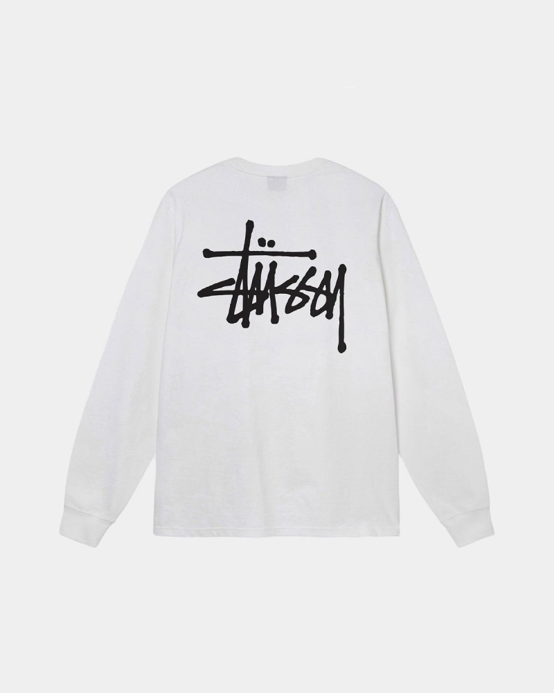 Stussy Basic Stüssy LS Tee T-Shirt White | Israel-63295