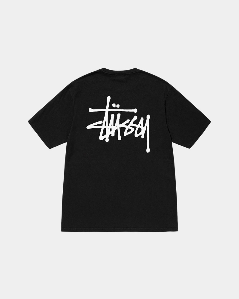 Stussy Basic Stüssy Tee Pigment Dyed T-Shirt Black | Israel-73259