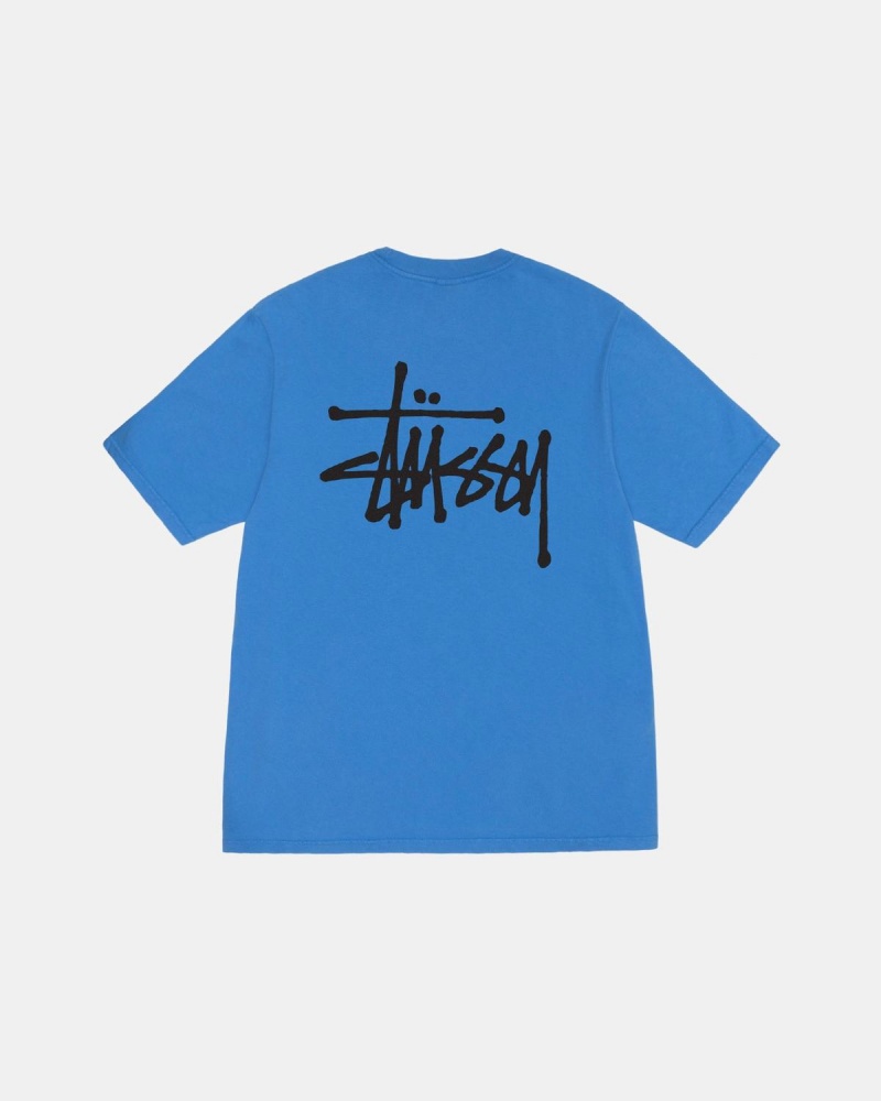 Stussy Basic Stüssy Tee Pigment Dyed T-Shirt Blue | Israel-17658