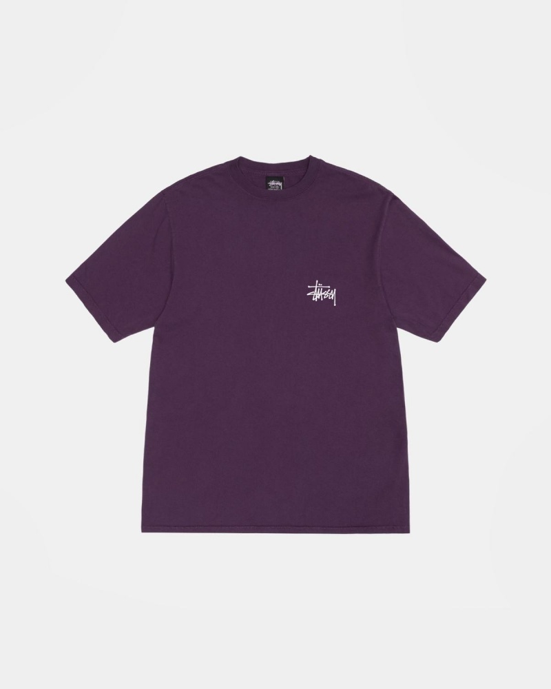 Stussy Basic Stüssy Tee Pigment Dyed T-Shirt Purple | Israel-74652