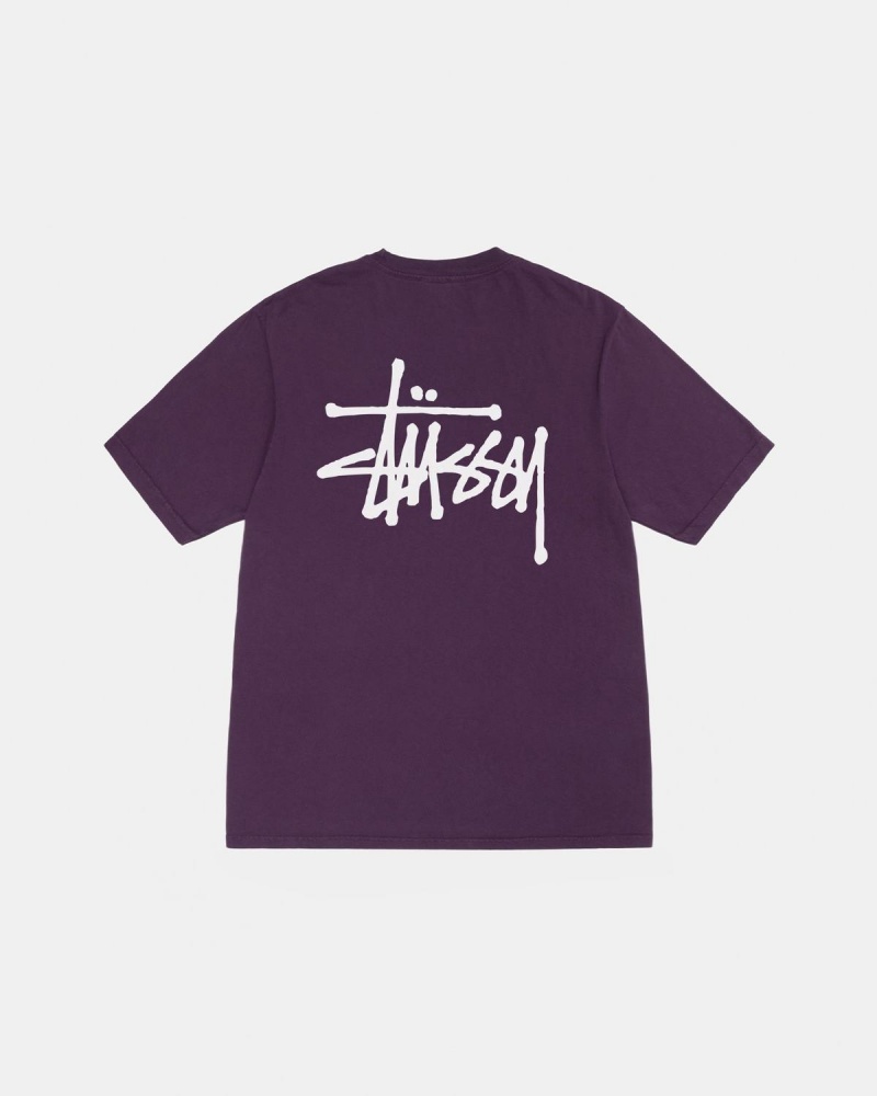 Stussy Basic Stüssy Tee Pigment Dyed T-Shirt Purple | Israel-74652