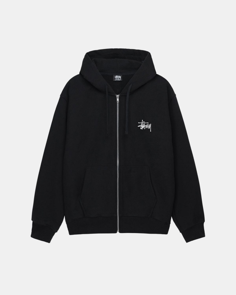 Stussy Basic Stüssy Zip Hoodie Black | Israel-30458