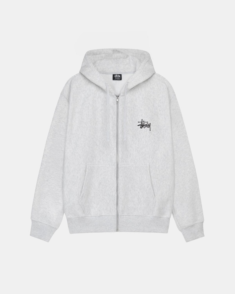 Stussy Basic Stüssy Zip Hoodie Grey | Israel-26893