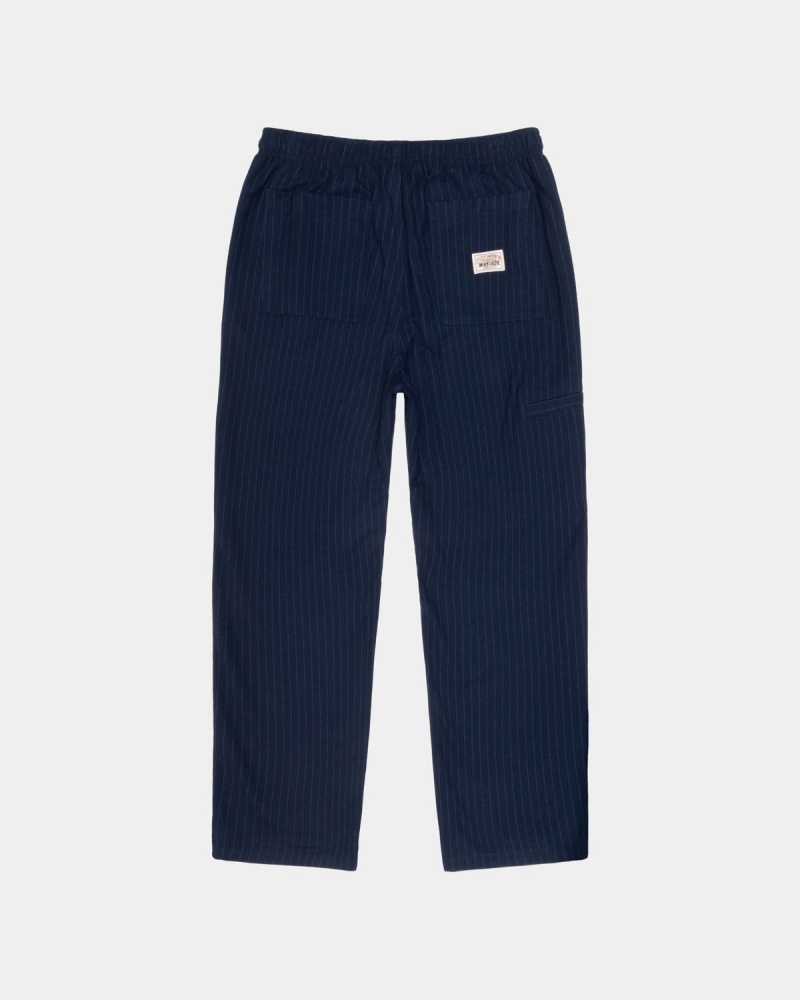 Stussy Beach Wool Stripe Pants Navy | Israel-18579