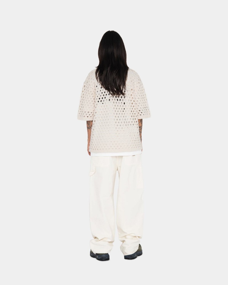 Stussy Big Mesh Polo Sweater White | Israel-18490