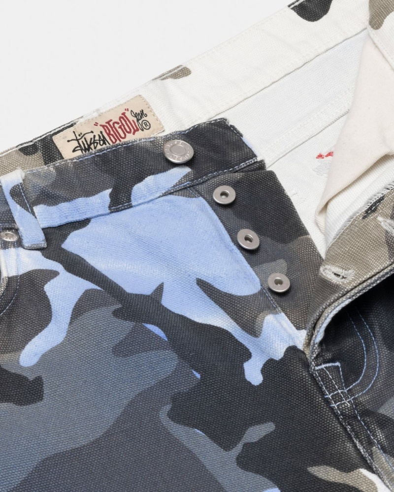 Stussy Big OL' Spray Dye Canvas Jeans Blue Camo | Israel-89041