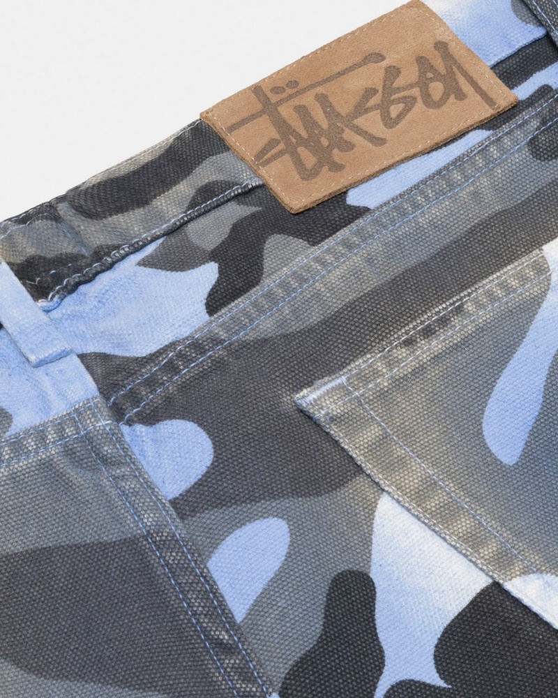 Stussy Big OL' Spray Dye Canvas Jeans Blue Camo | Israel-89041