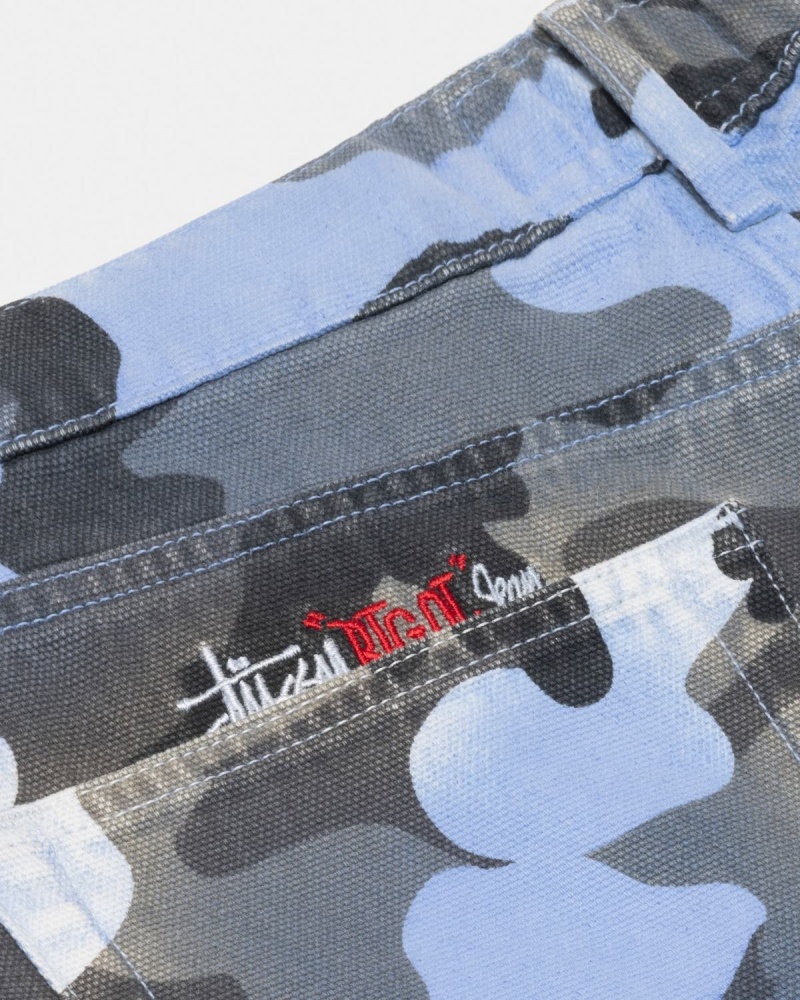 Stussy Big OL' Spray Dye Canvas Jeans Blue Camo | Israel-89041