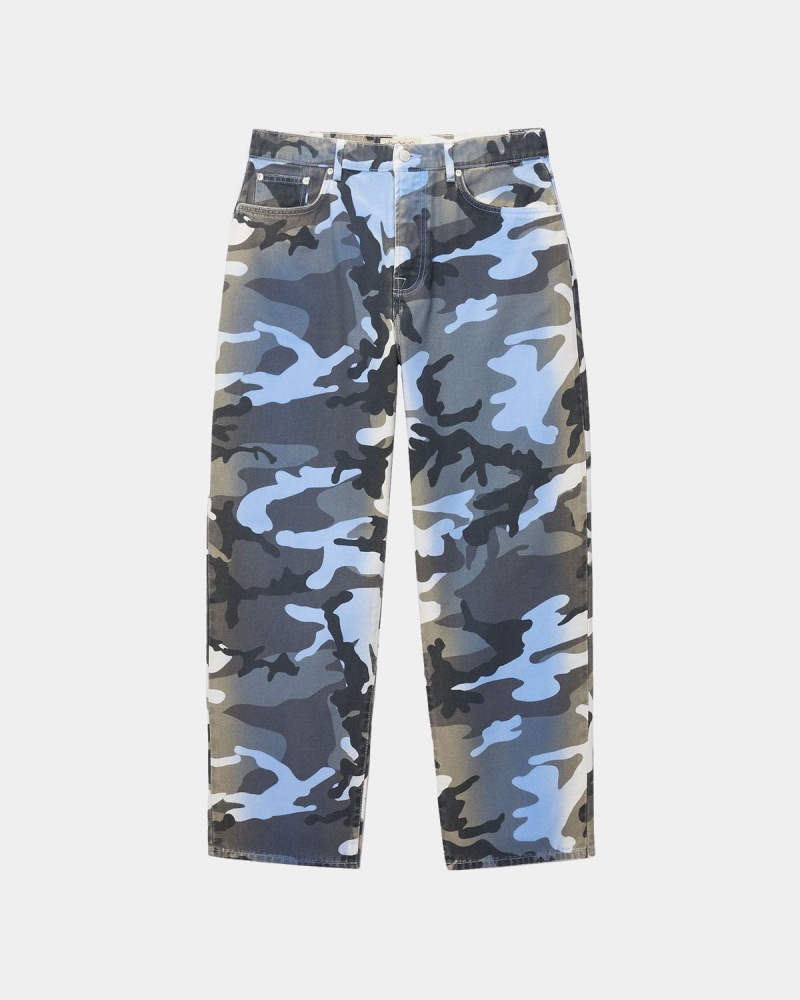 Stussy Big OL\' Spray Dye Canvas Jeans Blue Camo | Israel-89041