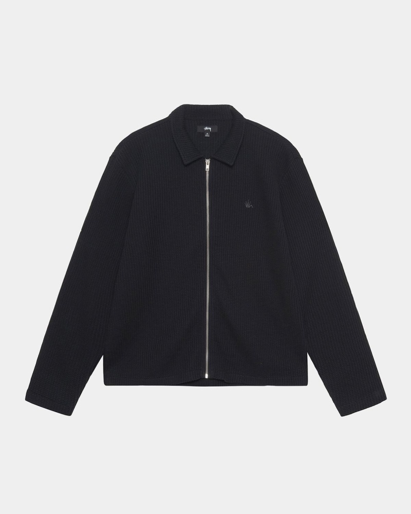 Stussy Big Thermal Zip Shirts Black | Israel-52869