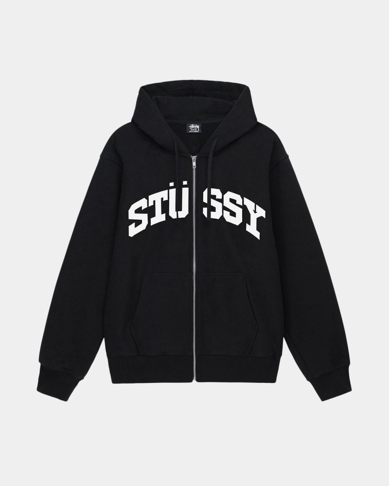 Stussy Block Sport Zip Hoodie Black | Israel-73609