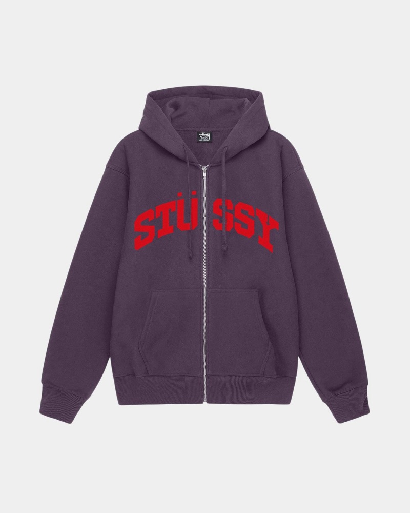 Stussy Block Sport Zip Hoodie Purple | Israel-40129