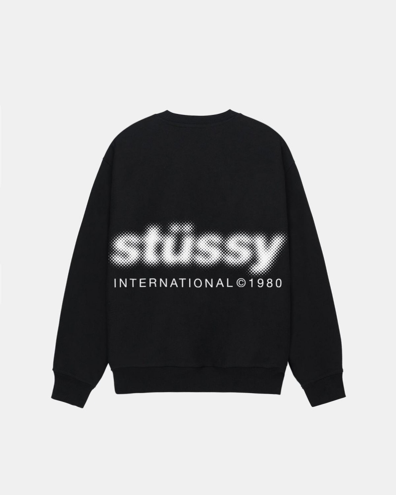 Stussy Blur Crew Sweatshirt Black | Israel-41693