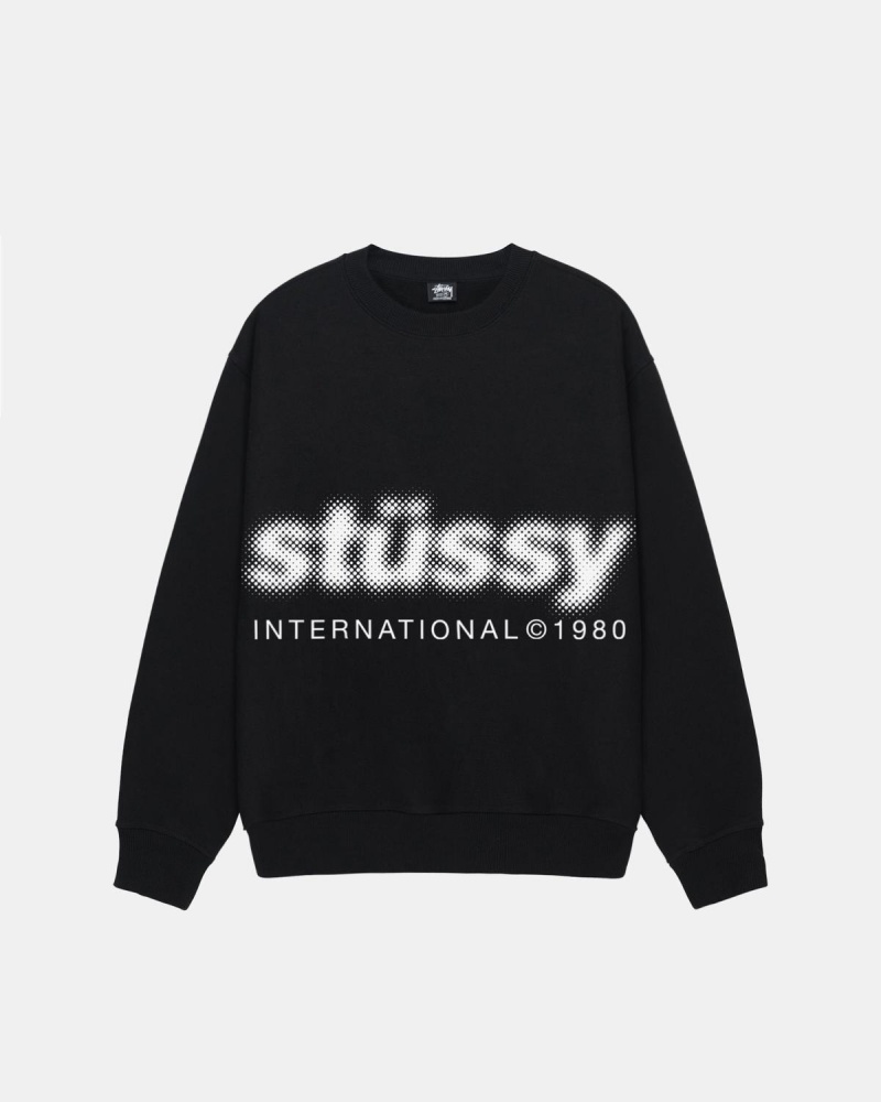 Stussy Blur Crew Sweatshirt Black | Israel-41693