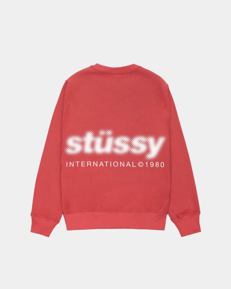 Stussy Blur Crew Sweatshirt Red | Israel-17864