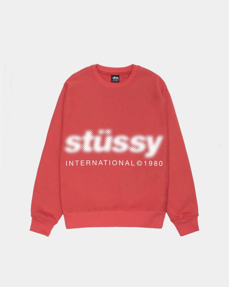 Stussy Blur Crew Sweatshirt Red | Israel-17864