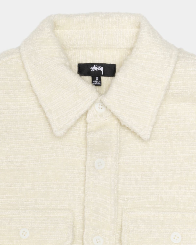 Stussy Boucle Wool Cpo Shirts Beige | Israel-85320