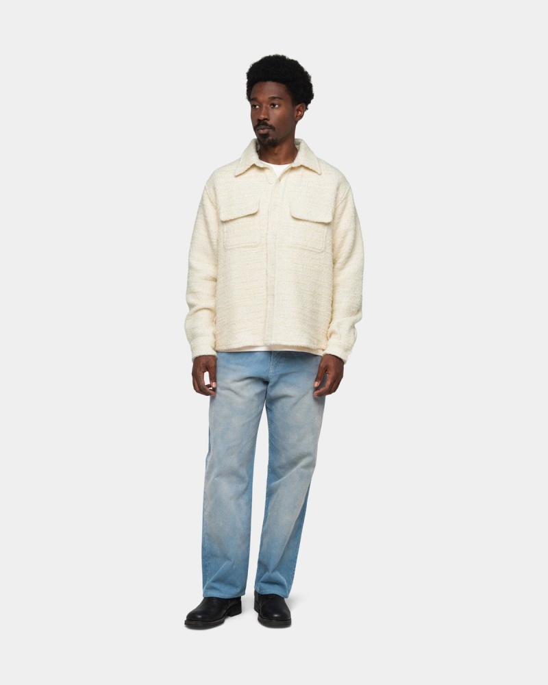 Stussy Boucle Wool Cpo Shirts Beige | Israel-85320